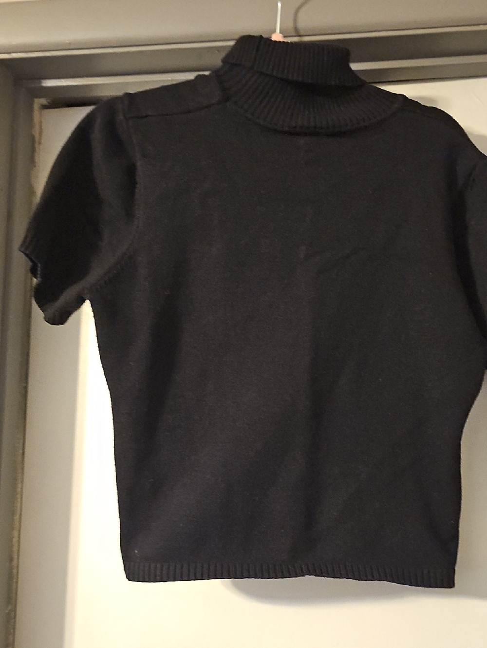 Womens Black Short-Sleeve Turtleneck Sweater